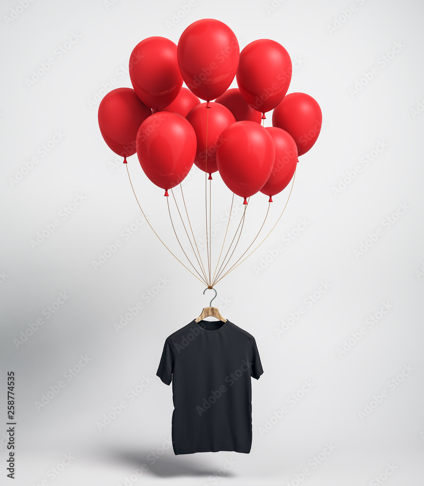 Empty black shirt with balloons