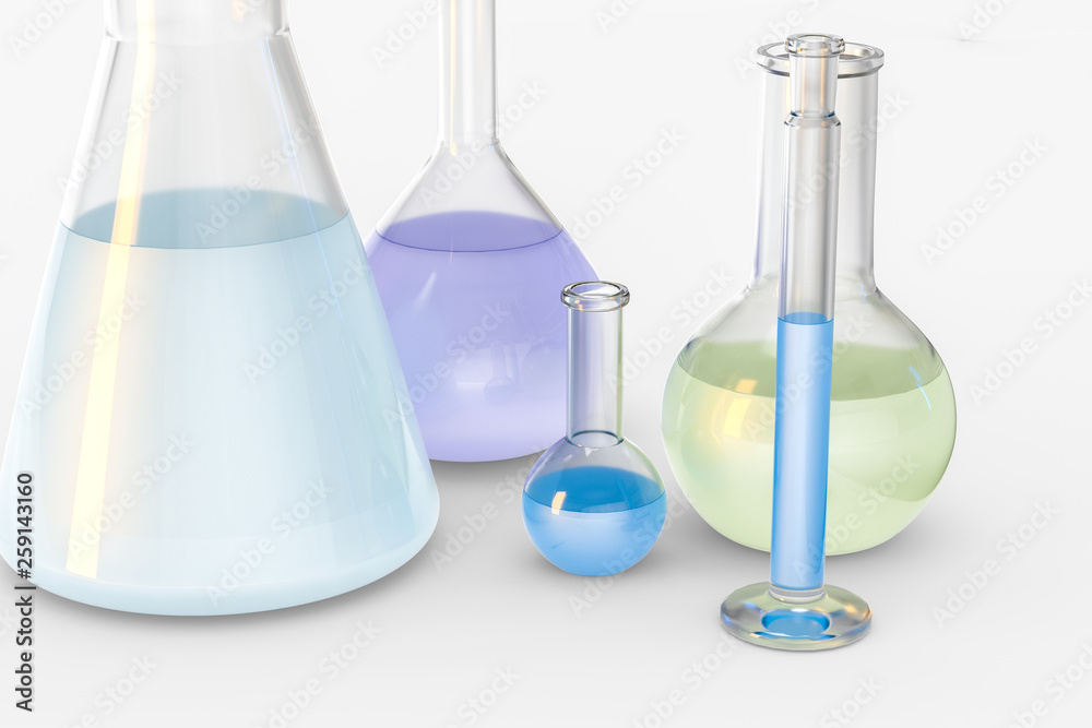 3d rendering, Chemical vessels in the laboratory