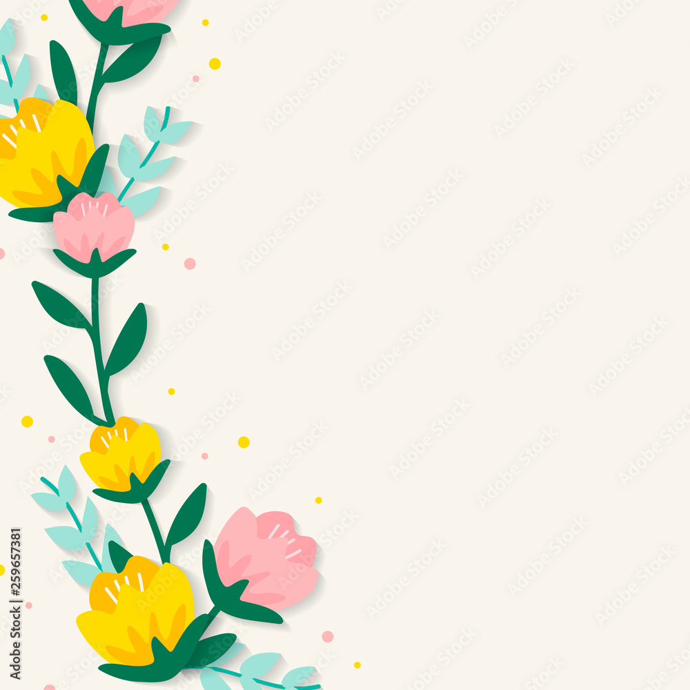 Spring floral border illustration