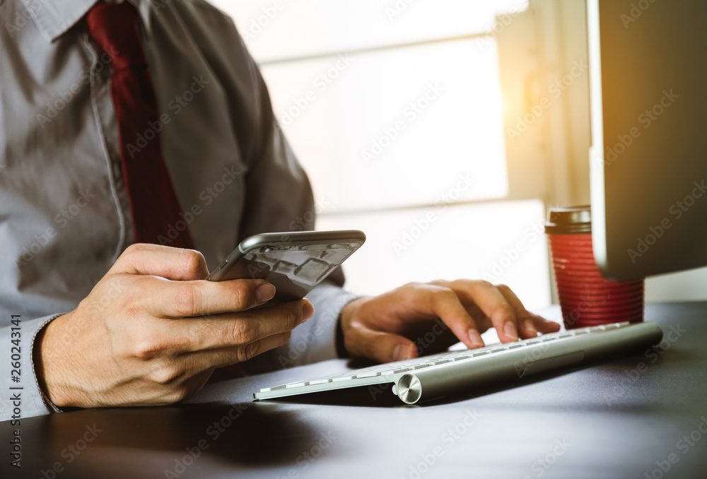 Businessman making presentation with his colleagues and business tablet digital computer at the offi