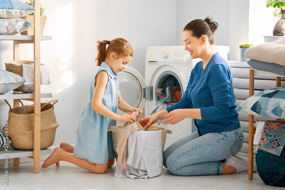 family doing laundry