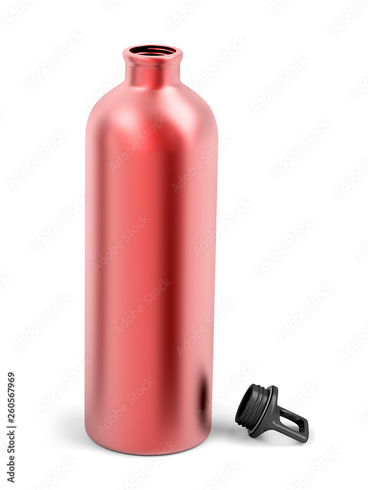 Red metal water bottle