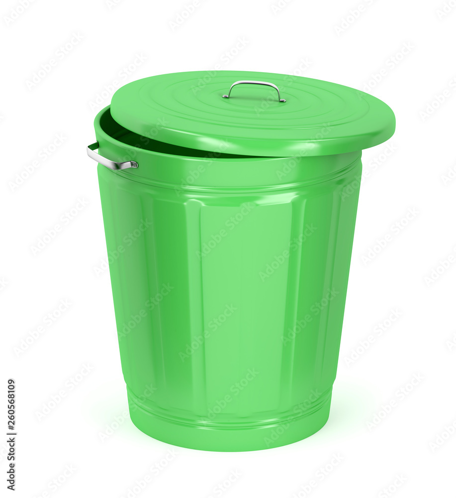 Green trash can