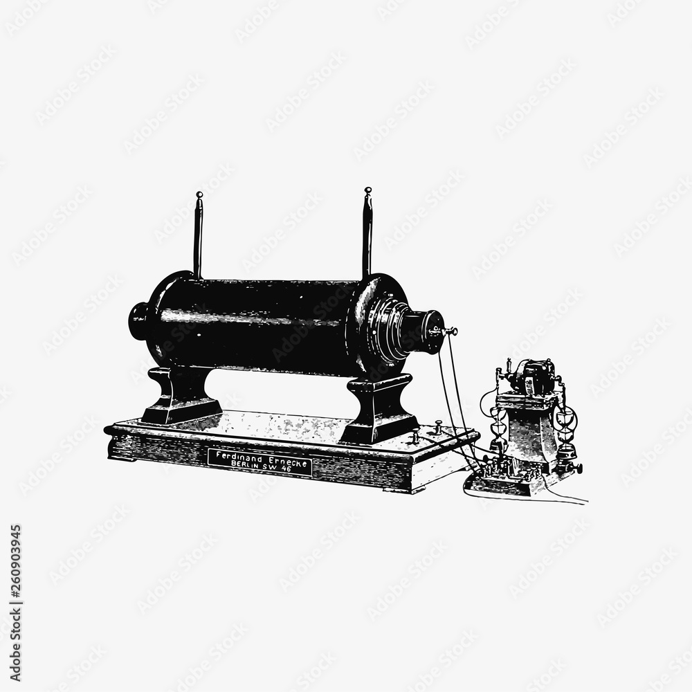 Antique machine vintage drawing