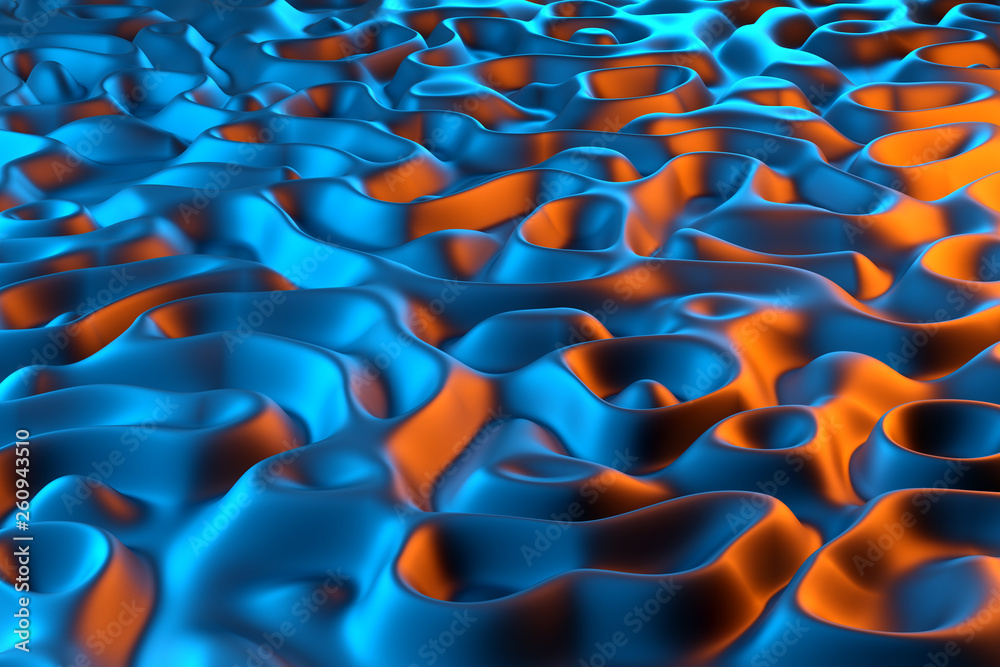 Abstract wavy liquid texture patterns 3D rendering