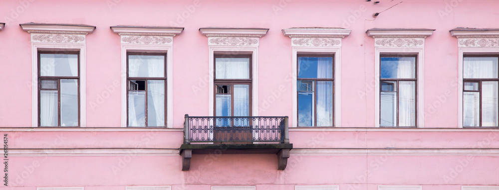 windows and details on an exterior of the building.