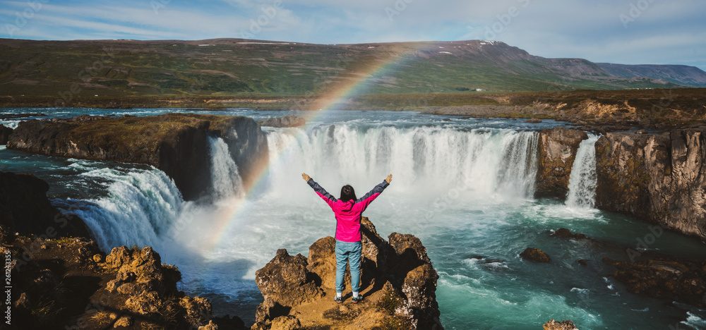 The Godafoss (Icelandic: waterfall of the gods) is a famous waterfall in Iceland. The breathtaking l