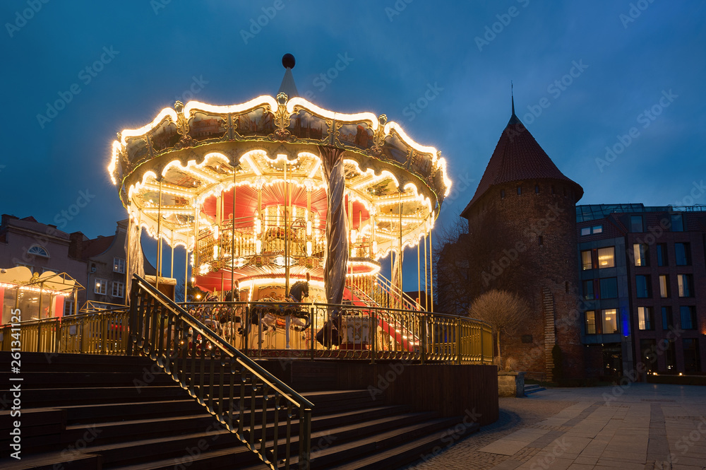 Gdansk carousel in the evening