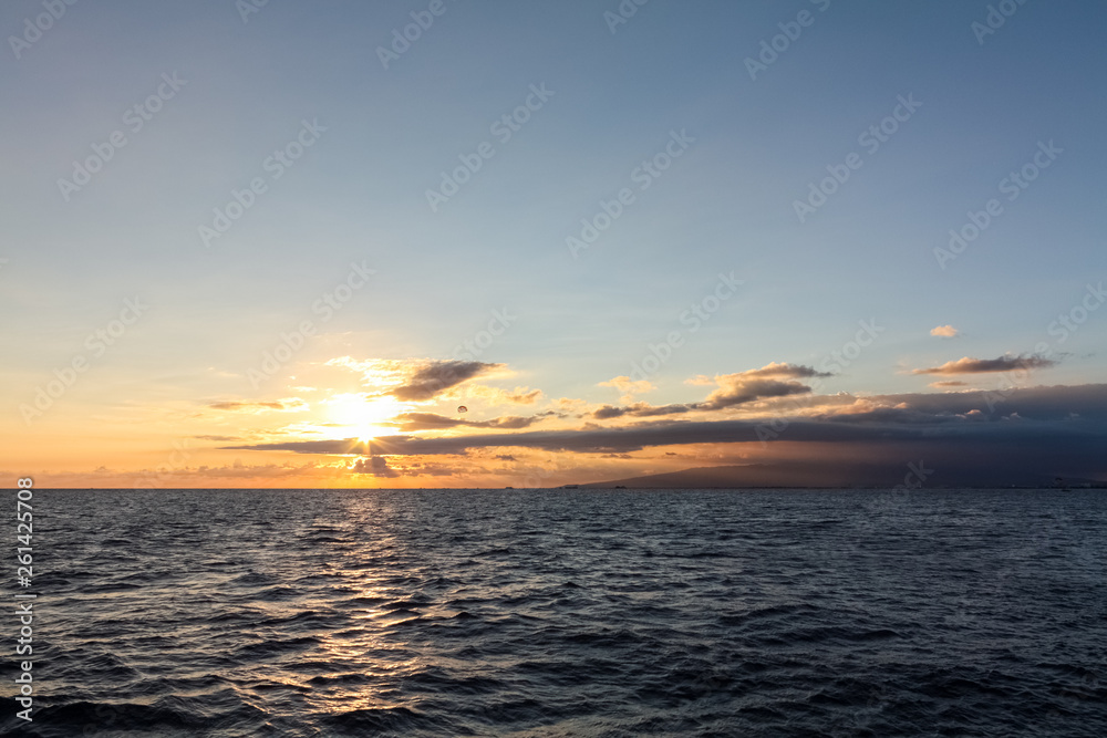 sunset at sea in hawaii