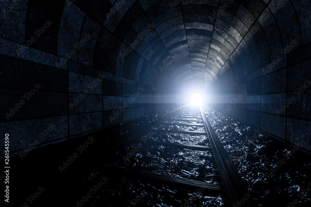 The rail in the cave, Perspective background