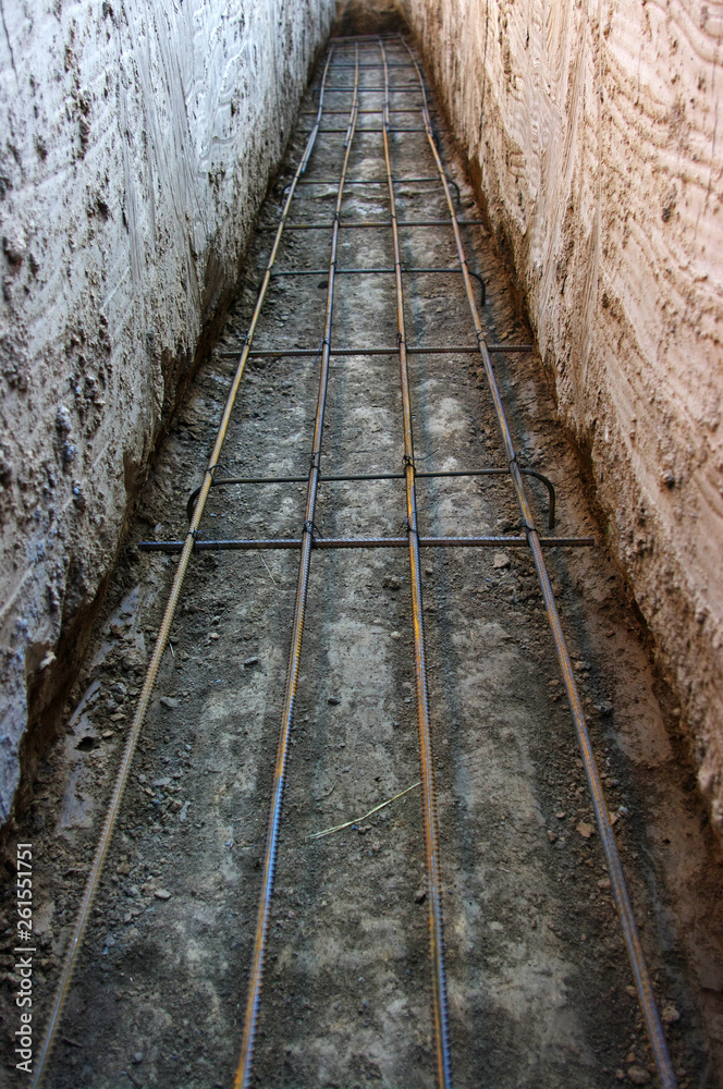  reinforcement metal framework for pouring concrete.