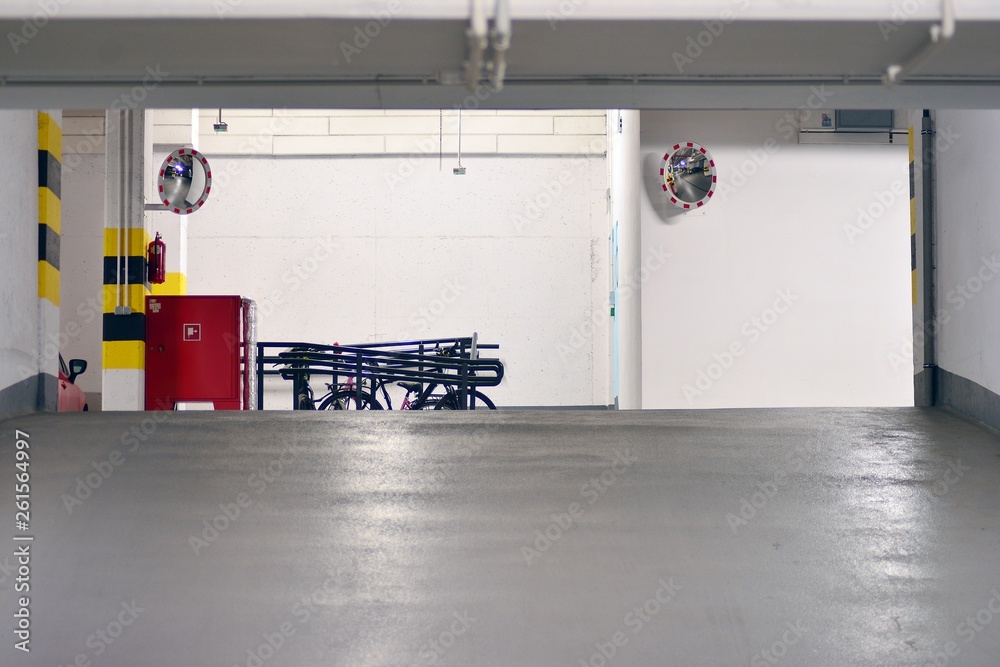 Underground parking garage of a modern house