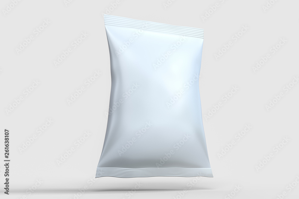 3d rendering, white packing bags with white background