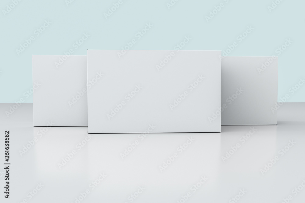 3d rendering, white packing boxes with white background