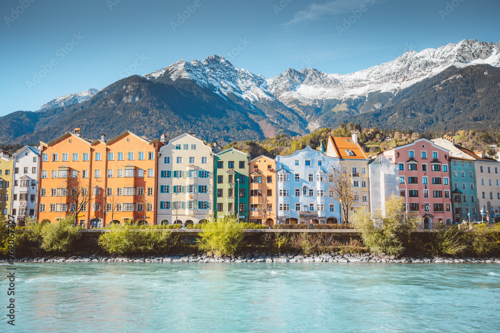 City of Innsbruck with Inn river, Tyrol, Austria