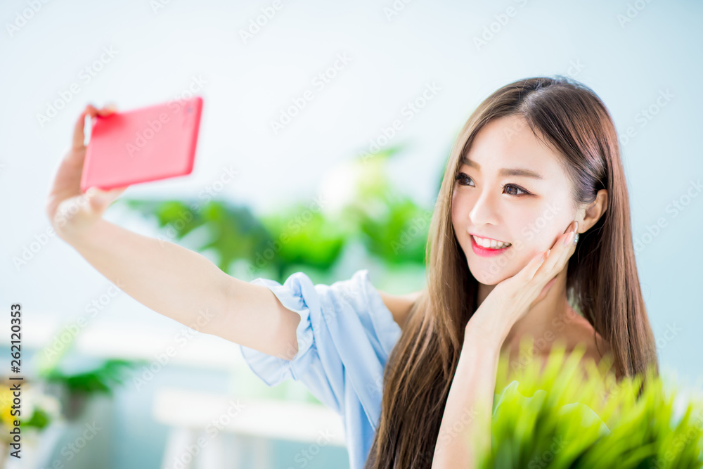 woman selfie happy