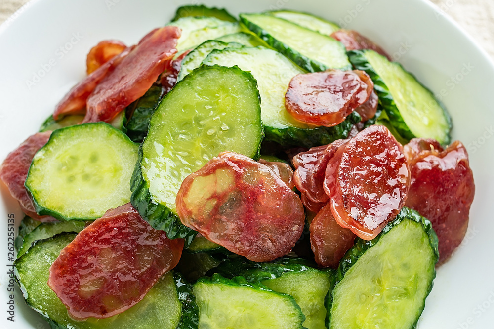 Cantonese cuisine, cucumber, fried sausage