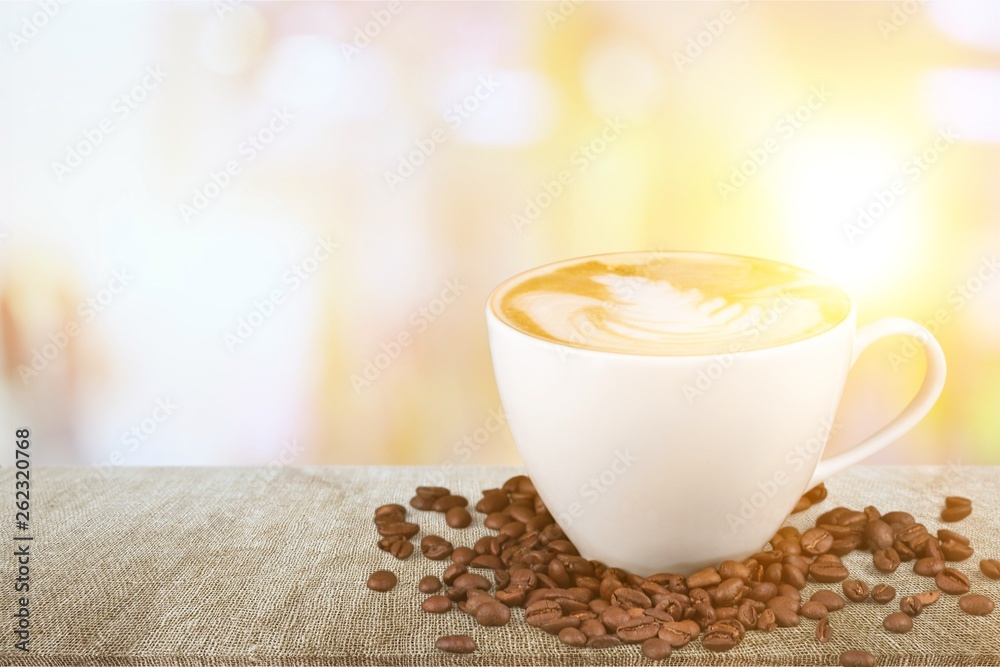 Flat white coffee on desk