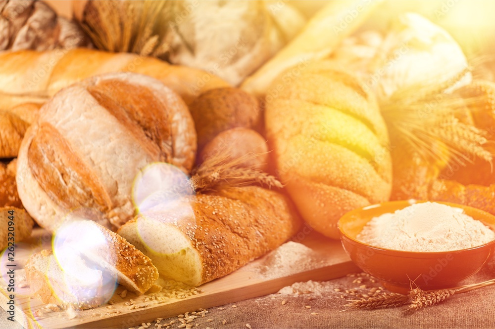 Homemade breads, croissant puff cinnamon, breakfast food