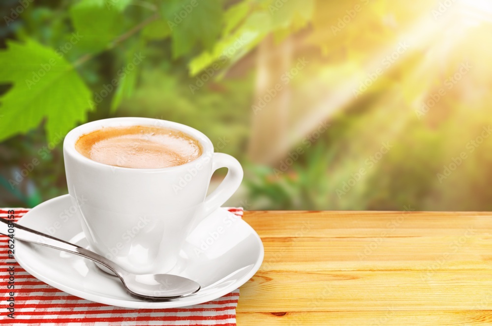 Black coffee in white cup isolated on  background