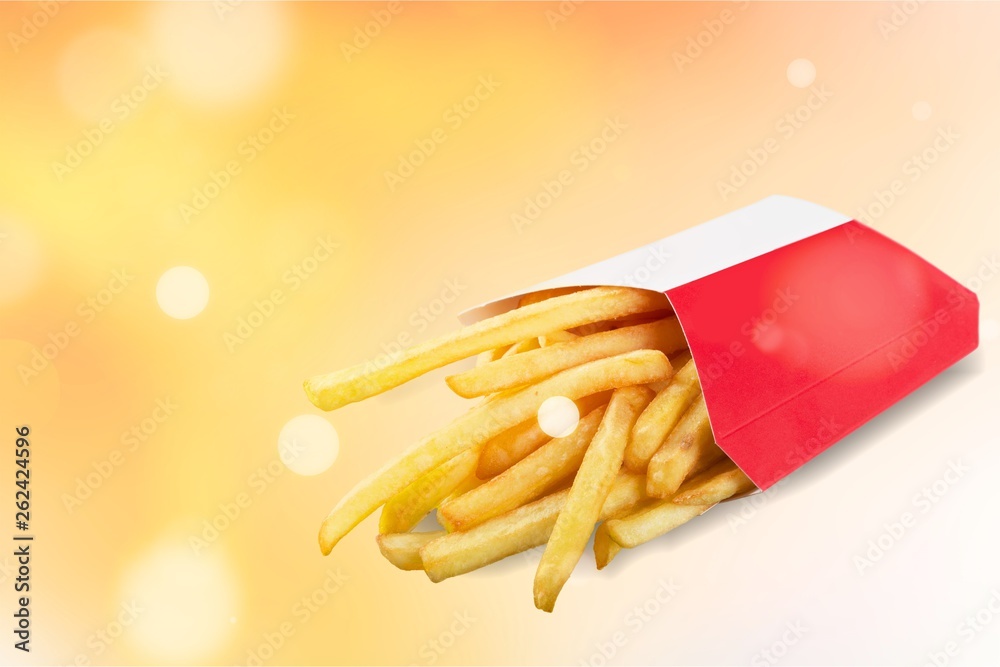 French fries in rad box