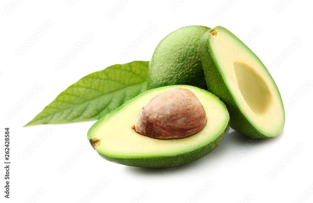 Fresh avocado on white background