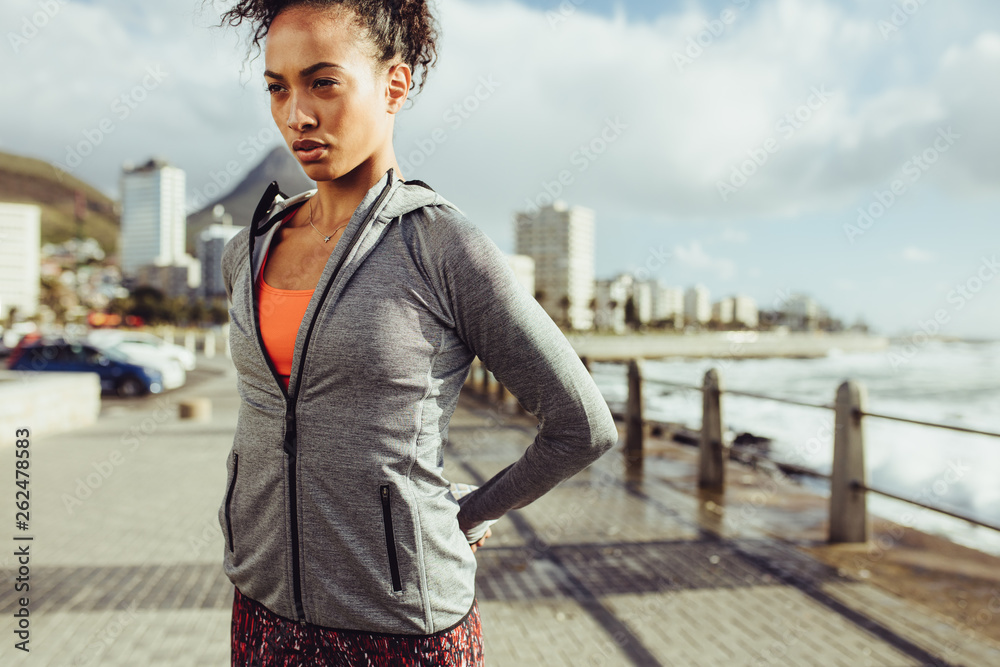 Relaxing her muscles before a run