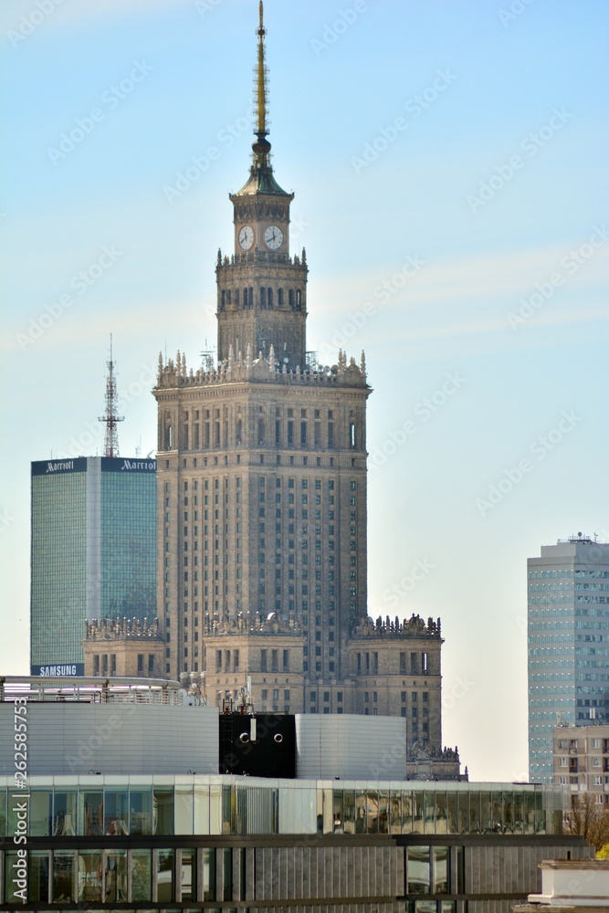 Aerial view downtown business skyscrapers, city center