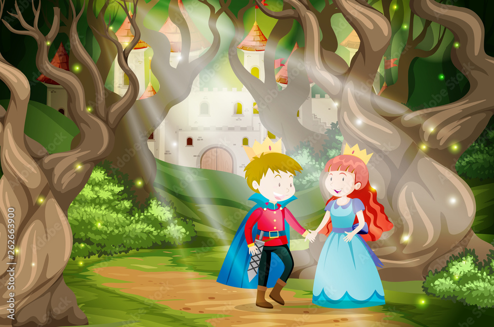 Prince and princess in fantasy world