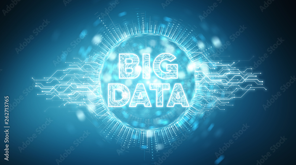 Big Data digital hologram background 3D rendering