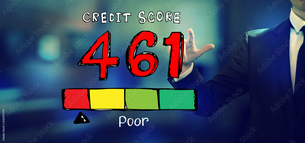 Poor credit score theme with a businessman in an office