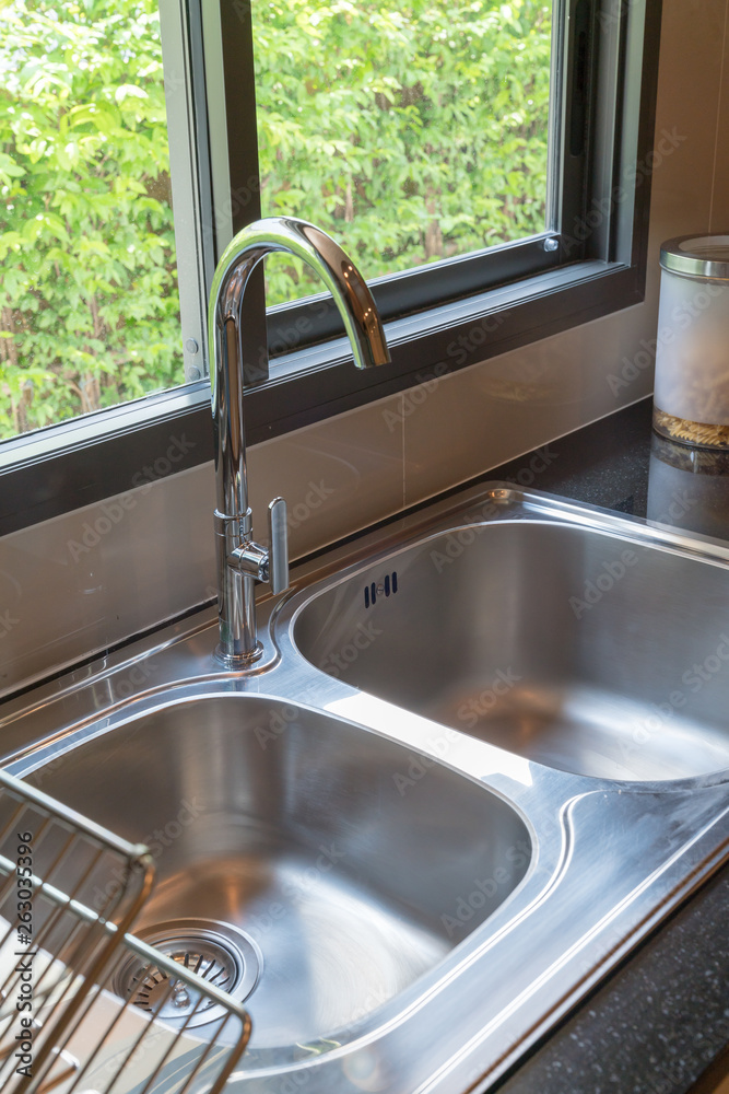 sink with faucet in kitchen room