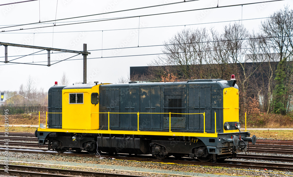 Diesel locomotive at Amersfoort station in the Netherlands