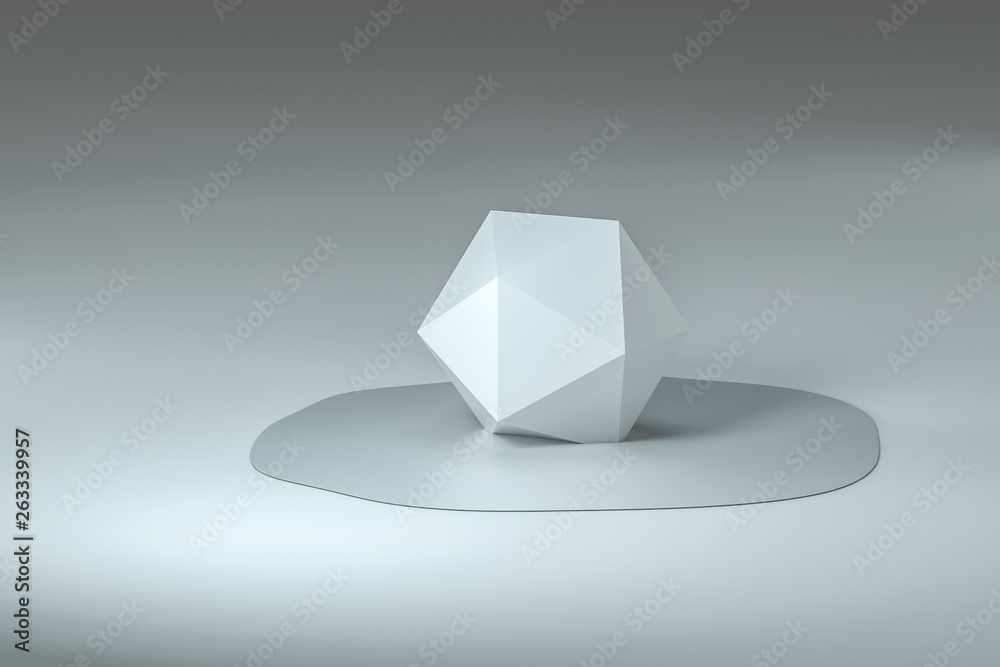 3d rendering, creative melted geometry with white background