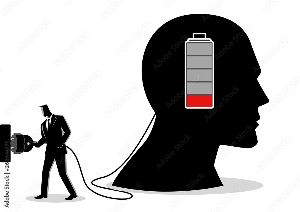 Businessman charging a brain