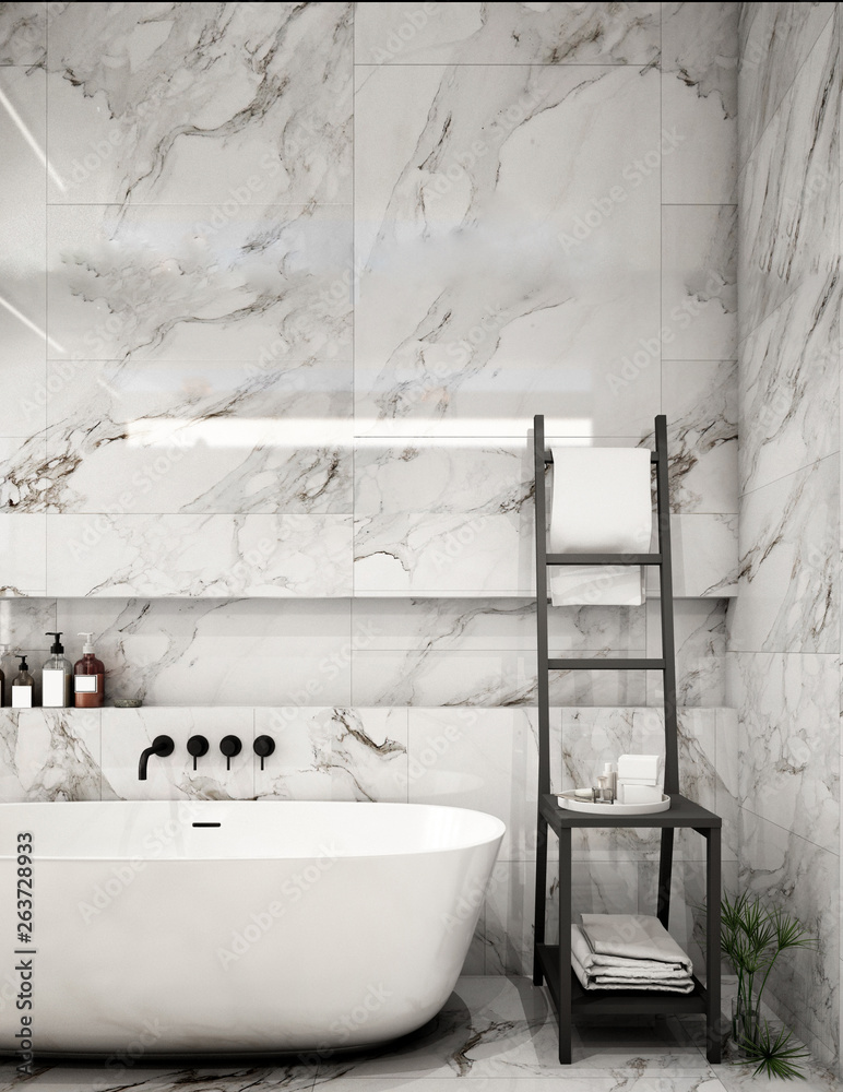 Modern Bathroom Interior design,trend design 2019 ,3d rendering ,3d illustration