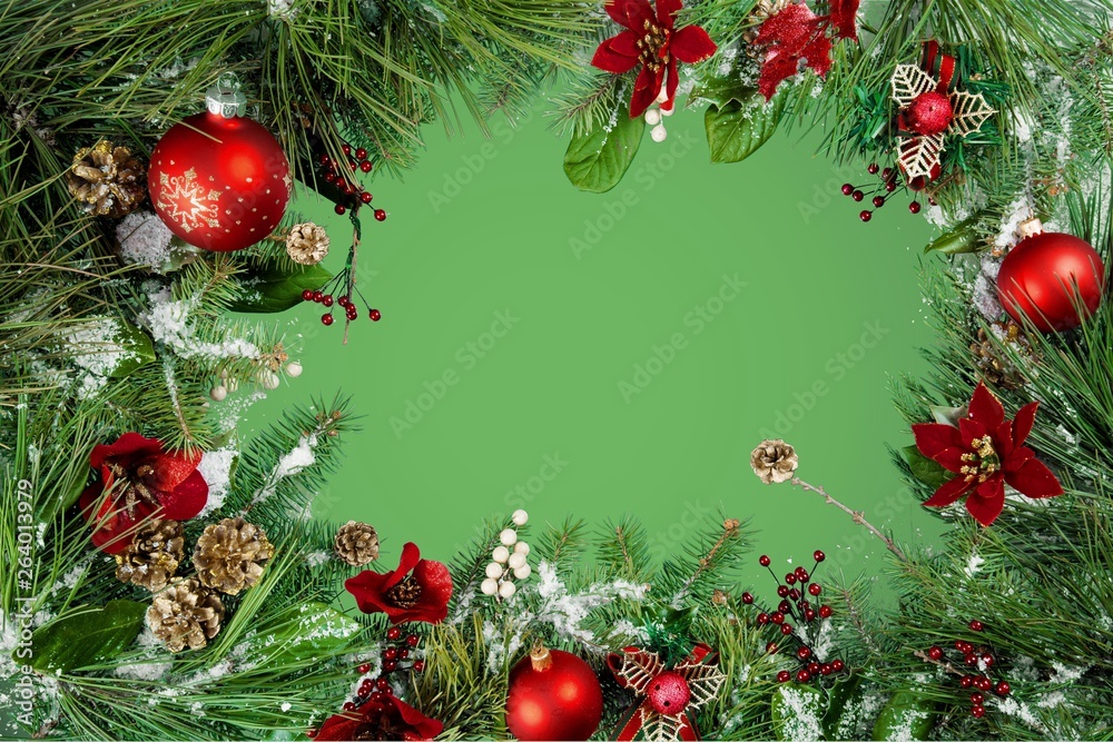 Christmas greenery and ornaments