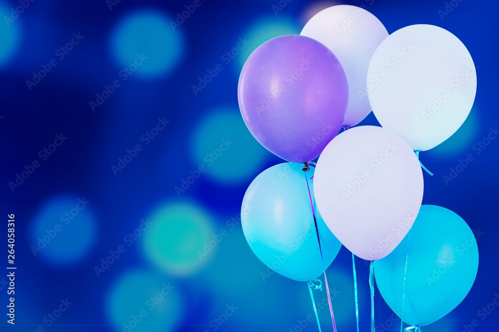 Colorful balloons with happy celebration party background