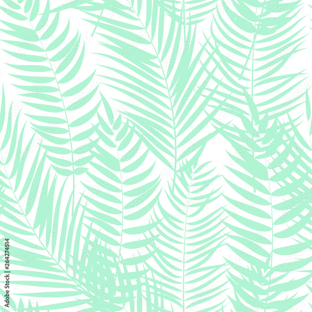 Beautifil Palm Tree Leaf  Silhouette Seamless Pattern Background Vector Illustration