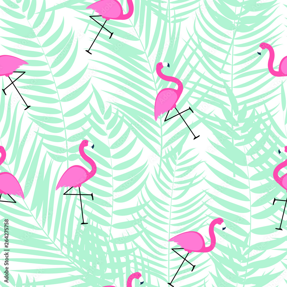 Cute Seamless Flamingo Pattern Vector Illustration