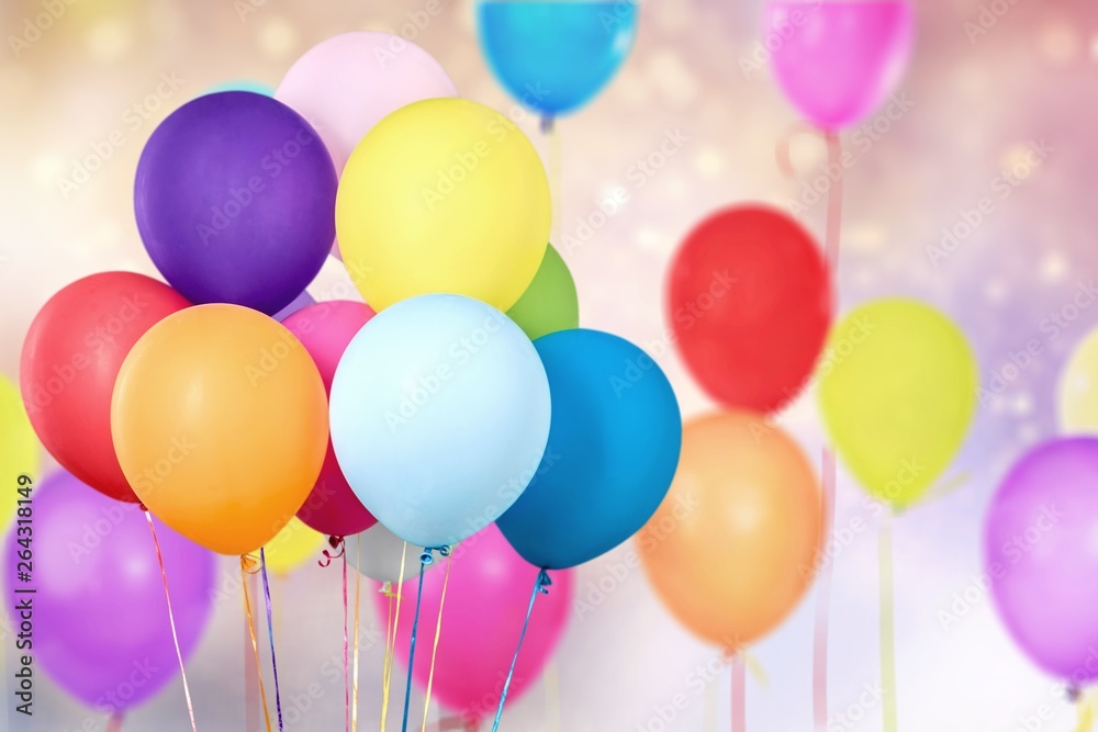 Bunch of colorful balloons on  background