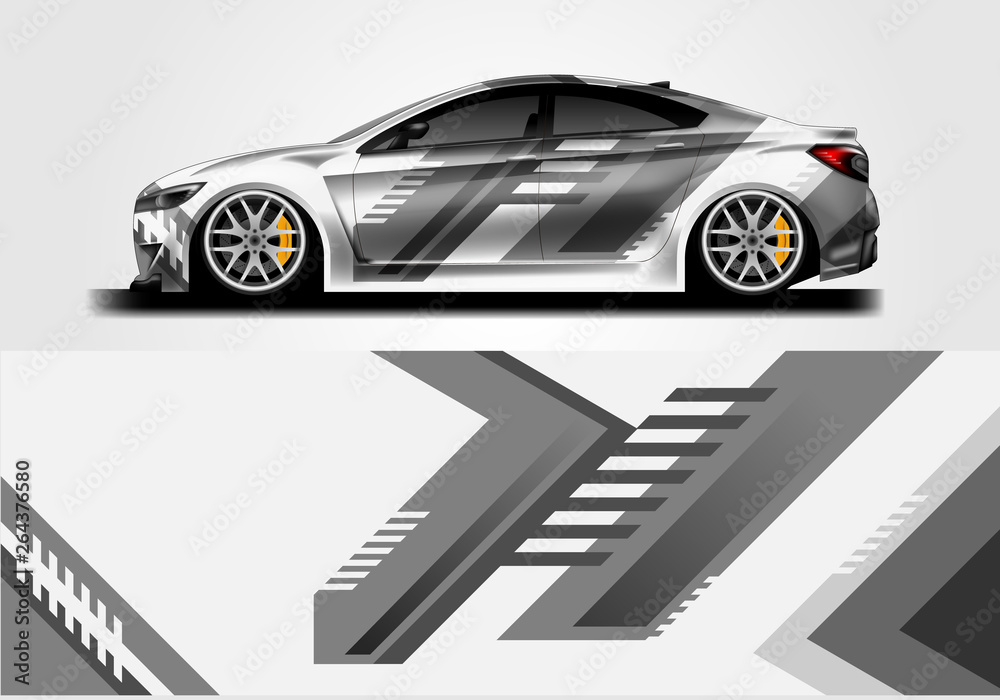 Livery decal car vector , supercar, rally, drift . Graphic abstract stripe racing background . File 