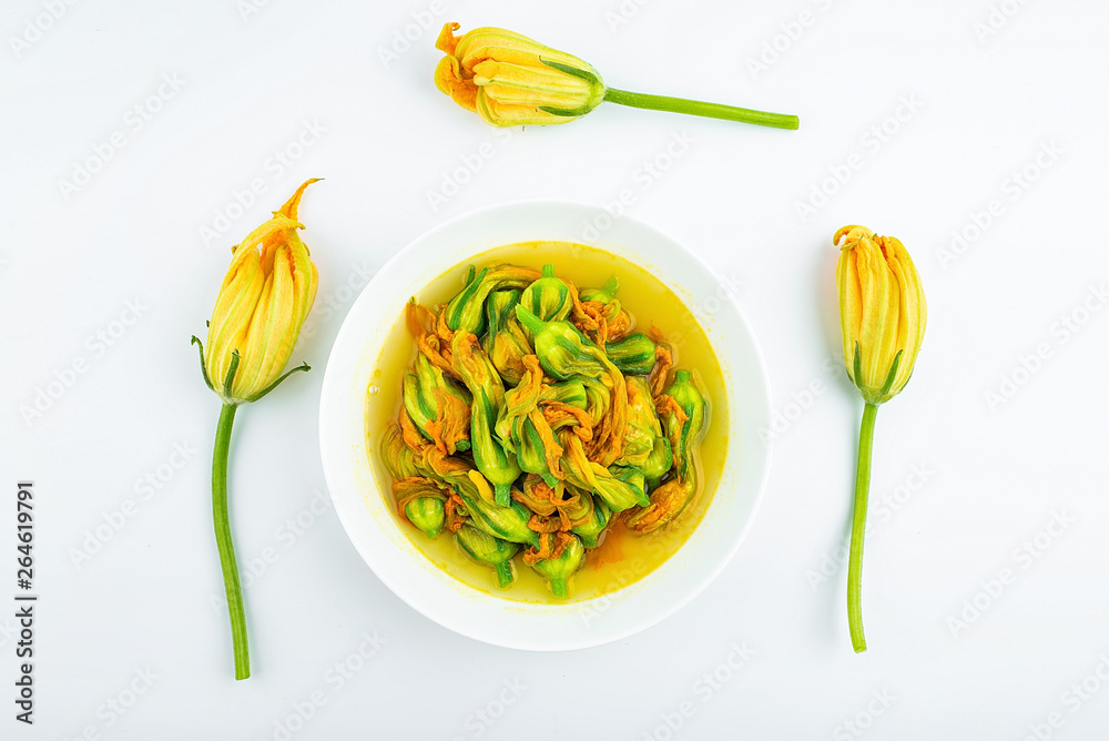 Chinese food, fried pumpkin flower