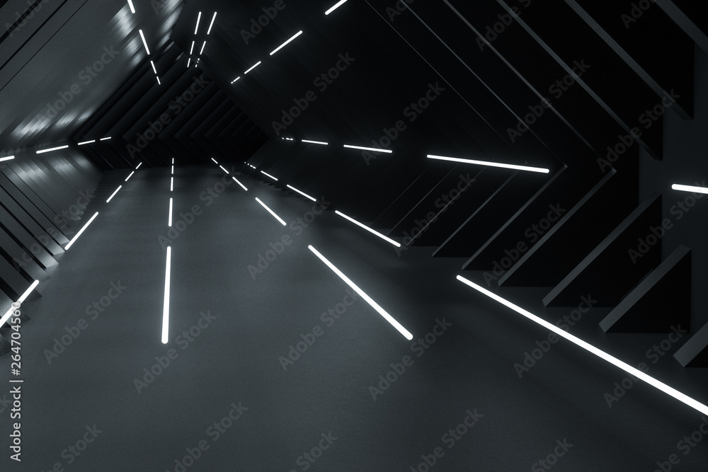 3d rendering, dark creative polygon elements