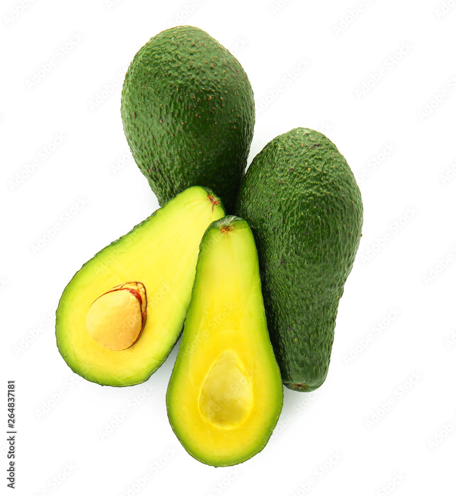 Fresh avocado on white background