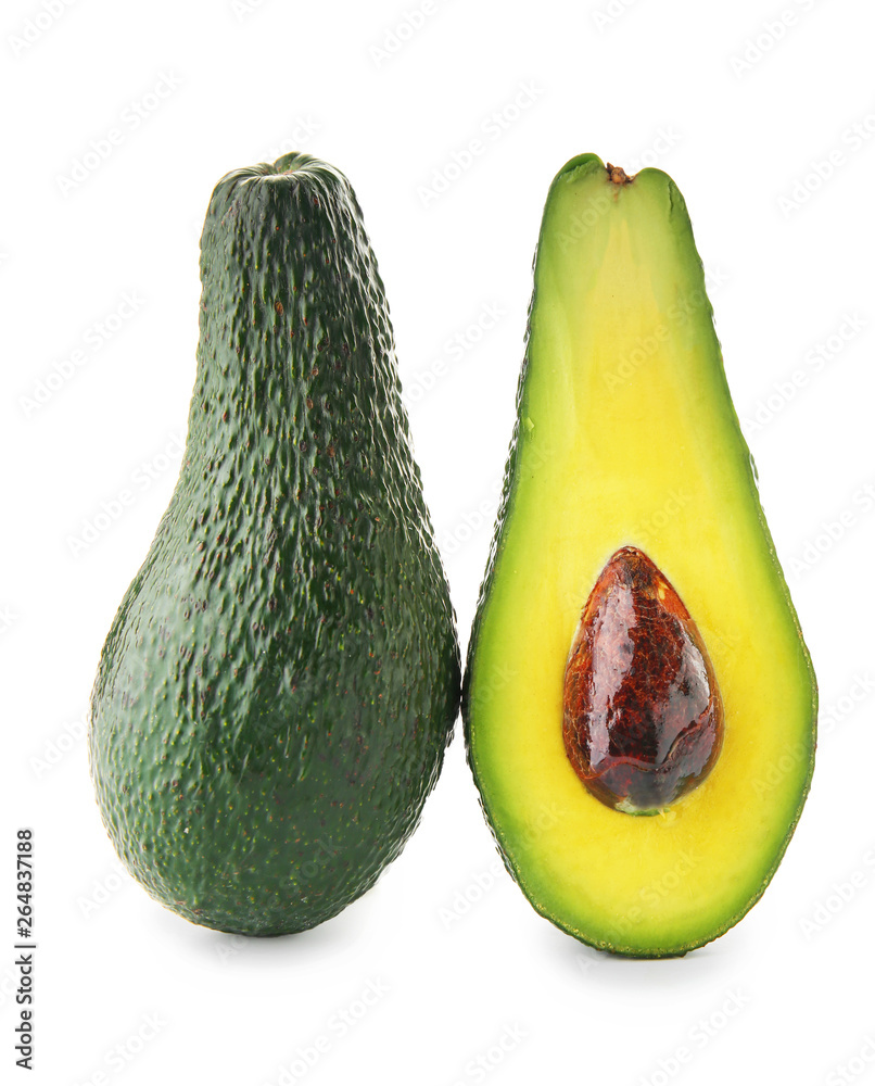 Fresh avocado on white background