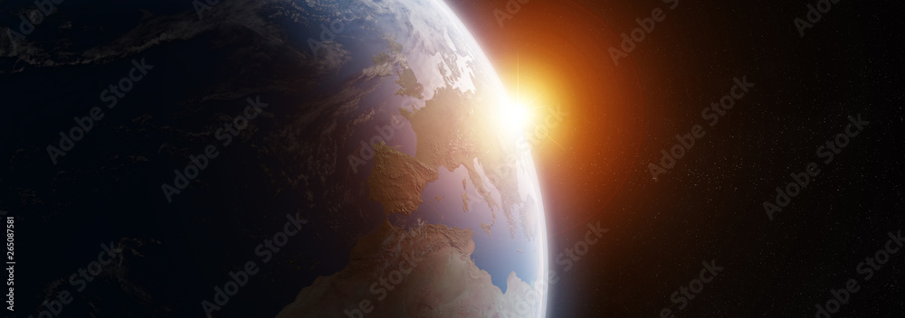 View of blue planet Earth in space 3D rendering elements of this image furnished by NASA