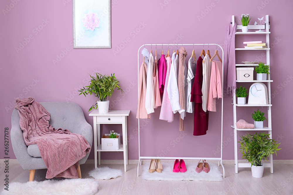 Stylish interior of female dressing room