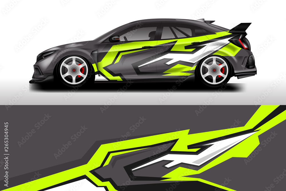 Wrap livery decal car vector , supercar, rally, drift . Graphic abstract stripe racing background . 