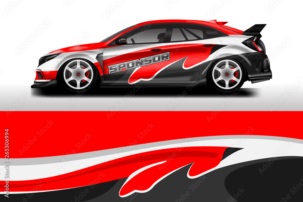 Wrap livery decal car vector , supercar, rally, drift . Graphic abstract stripe racing background . 